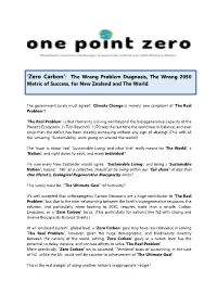 'Zero Carbon': the Wrong Problem Diagnosis, the Wrong 2050 Metric of Success, for New Zealand and the World