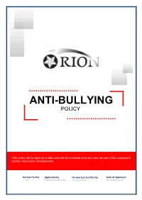 Anti Bullying Policy V1: 2020