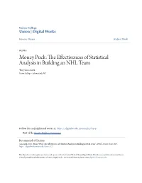 Money Puck: the Effectiveness of Statistical Analysis in Building an NHL Team" (2014)