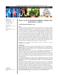 Real and Simulated Altitude Training on the Performance of Athletes