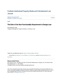 The Role of the Non-Functionality Requirement in Design Law