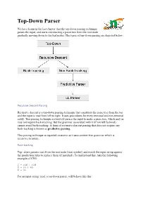 Top-Down Parser