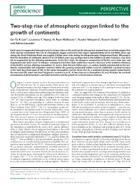 Two-Step Rise of Atmospheric Oxygen Linked to the Growth of Continents Cin-Ty A