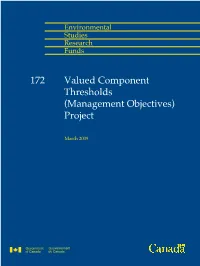 Valued Component Thresholds (Management Objectives) Project