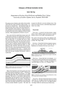 Glossary of Thrust Tectonics Terms