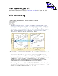 Ionic Technologies Inc. Solution Nitriding