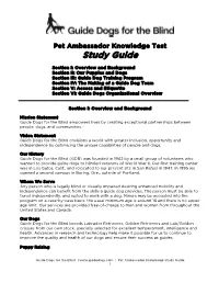Pet Ambassador Knowledge Test Study Guide