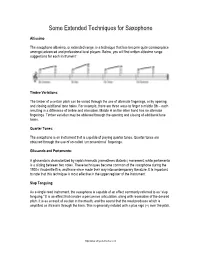 Some Extended Techniques for Saxophone