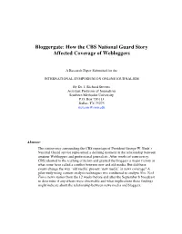 Bloggergate: How the CBS National Guard Story Affected Coverage of Webloggers