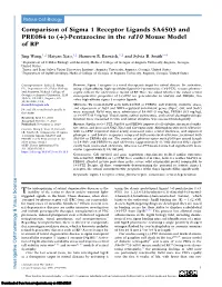 Comparison of Sigma 1 Receptor Ligands SA4503 and PRE084 to (+)-Pentazocine in the Rd10 Mouse Model of RP