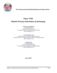 Paper 15/03 Robotic Process Automation at Xchanging