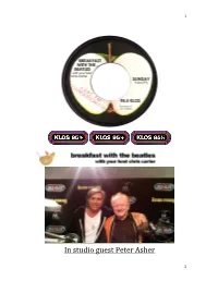 In Studio Guest Peter Asher