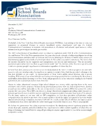 NYSSBA Comments on Preserving Net Neutrality