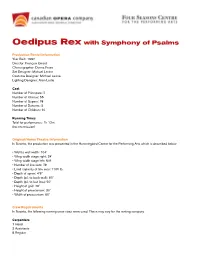 Oedipus Rex with Symphony of Psalms