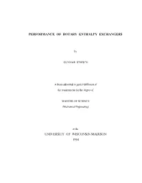 Performance of Rotary Enthalpy Exchangers
