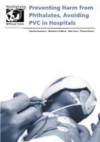 Preventing Harm from Phthalates, Avoiding PVC in Hospitals