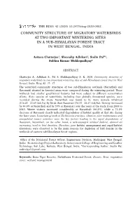 Community Structure of Migratory Waterbirds at Two Important Wintering Sites in a Sub-Himalayan Forest Tract in West Bengal, India