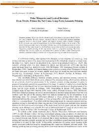 False Memories and Lexical Decision: Even Twelve Primes Do Not Cause Long-Term Semantic Priming