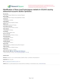 Identi Cation of Three Novel Homozygous Variants in COL9A3