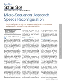Micro-Sequencer Approach Speeds Reconfiguration