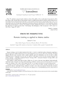 Remote Viewing As Applied to Futures Studies