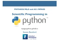 Scientific Programming in Python