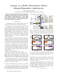 Actergy As a Reflex Performance Metric