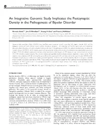 An Integrative Genomic Study Implicates the Postsynaptic Density in the Pathogenesis of Bipolar Disorder
