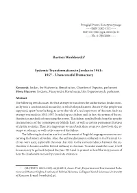 Bartosz Wróblewski1 Systemic Transformations in Jordan in 1951