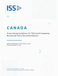 Canada Proxy Voting Guidelines for TSX-Listed Companies
