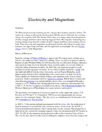 Electricity and Magnetism
