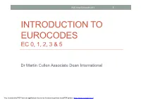 Introduction to Eurocodes Ec 0, 1, 2, 3 & 5