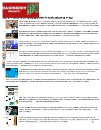 List of Projects Using Raspberry Pi with Advance View: 1