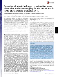Promotion of Atomic Hydrogen Recombination As an Alternative To