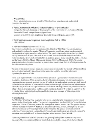 1. Project Title: an Ex-Situ Initiative to Rescue Merida's Whistling Frog, An