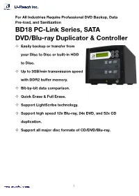 BD18 PC-Link Series, SATA DVD/Blu-Ray Duplicator & Controller