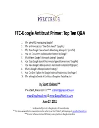 FTC-Google Antitrust Primer
