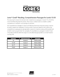 Lexia® Core5® Reading: Comprehension Passages for Levels 12-20