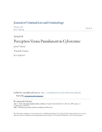 Perception Versus Punishment in Cybercrime James T