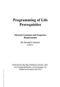Programming of Life Prerequisites
