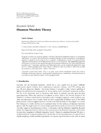 Shannon Wavelets Theory
