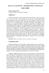 The Rhetoric of Populist Discourse