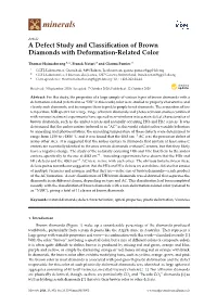 A Defect Study and Classification of Brown Diamonds with Deformation