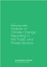 Analysis of Climate Change Reporting in the Public and Private Sectors