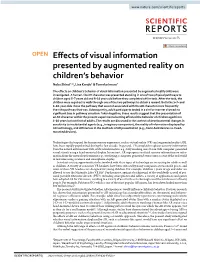 Effects of Visual Information Presented by Augmented Reality on Children's