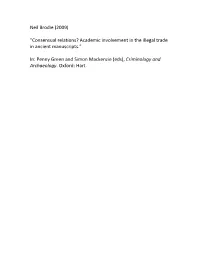 Neil Brodie (2009) “Consensual Relations? Academic Involvement In