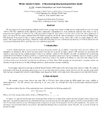 Winter Shower in India - a Neurocomputing Based Predictive Model