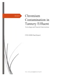 Chromium Contamination in Tannery Effluent Toxicology and Potential Interventions