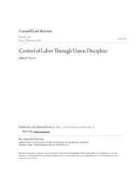 Control of Labor Through Union Discipline Miller D