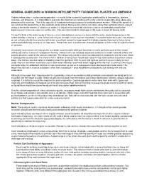 GENERAL GUIDELINES for WORKING with LIME PUTTY for MORTAR, PLASTER and LIMEWASH